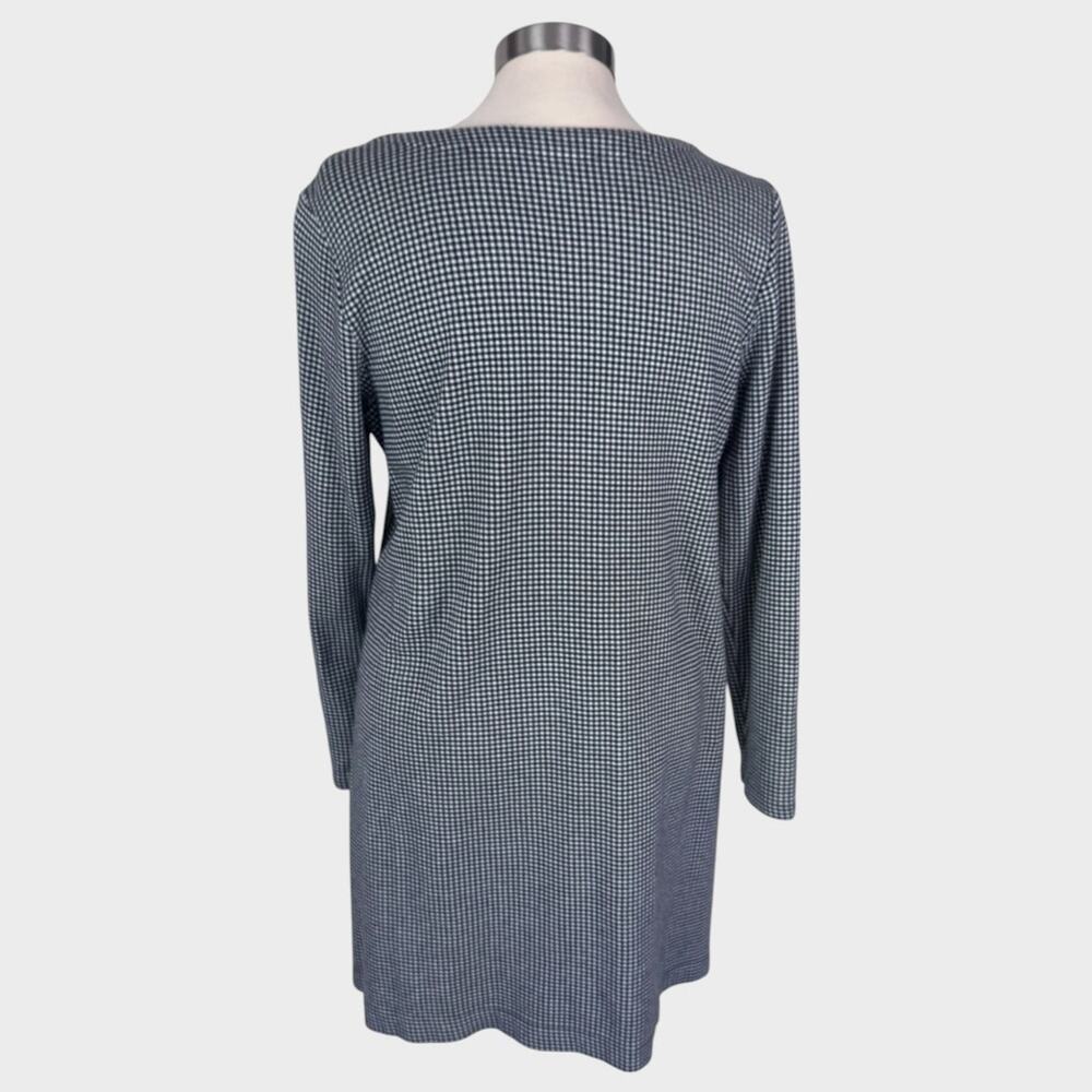 J. Jill Small Petite SP V Neck Dress Black White Check Cotton Modal Rayon - Picture 9 of 12